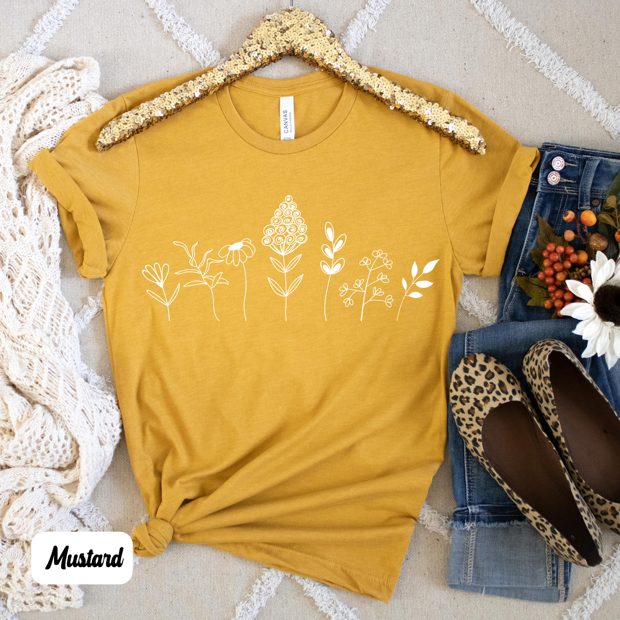 Mustard Yellow Shirt Mustard Floral Shirt Flower Tshirt 